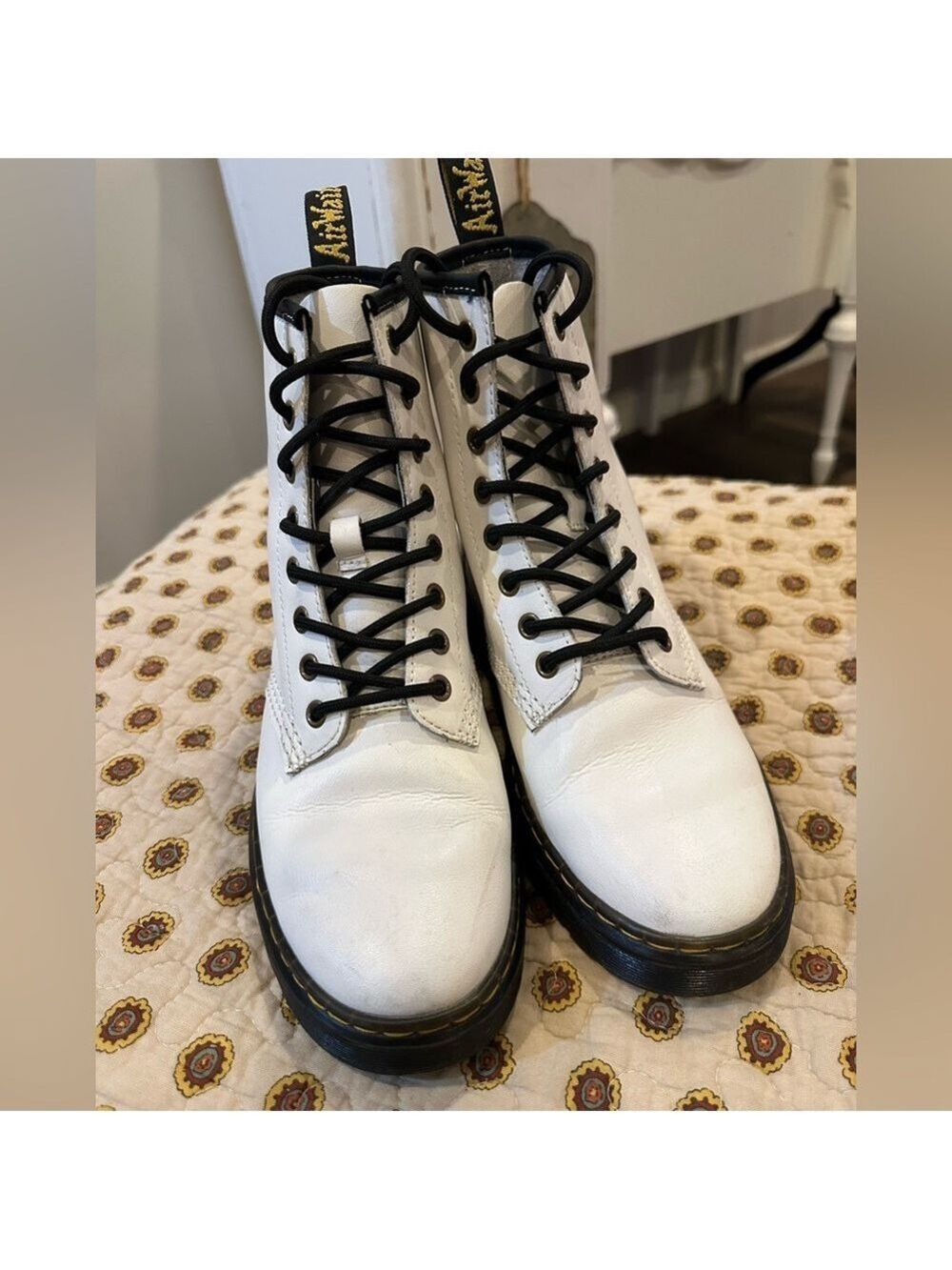 Dr. Martens Zavala White Leather Combat Boots Size 7 - Picture 6 of 8